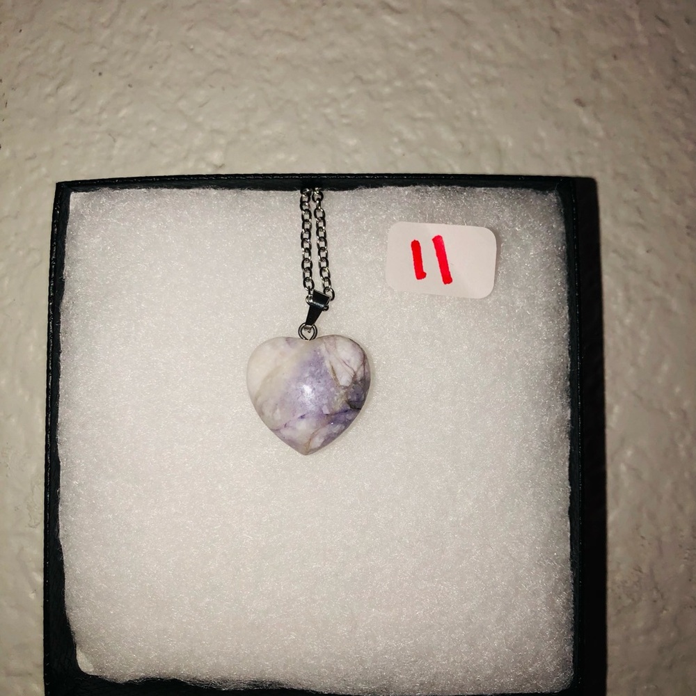 Heart 🍒💣Gemstone Pendant Necklace - Assorted Colors - Picture 13 of 17